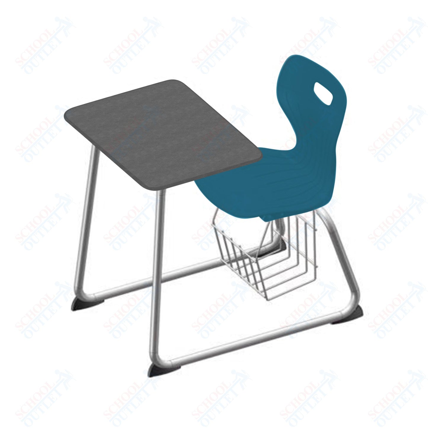 USA Capitol Euroflex 16" Seat Height Sled Combo Desks with Book Basket Hard Palstic Top (USC-3016HP)