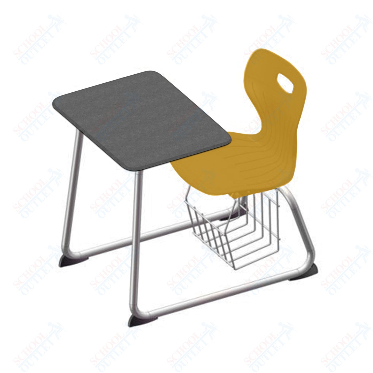 USA Capitol Euroflex 16" Seat Height Sled Combo Desks with Book Basket Hard Palstic Top (USC-3016HP)