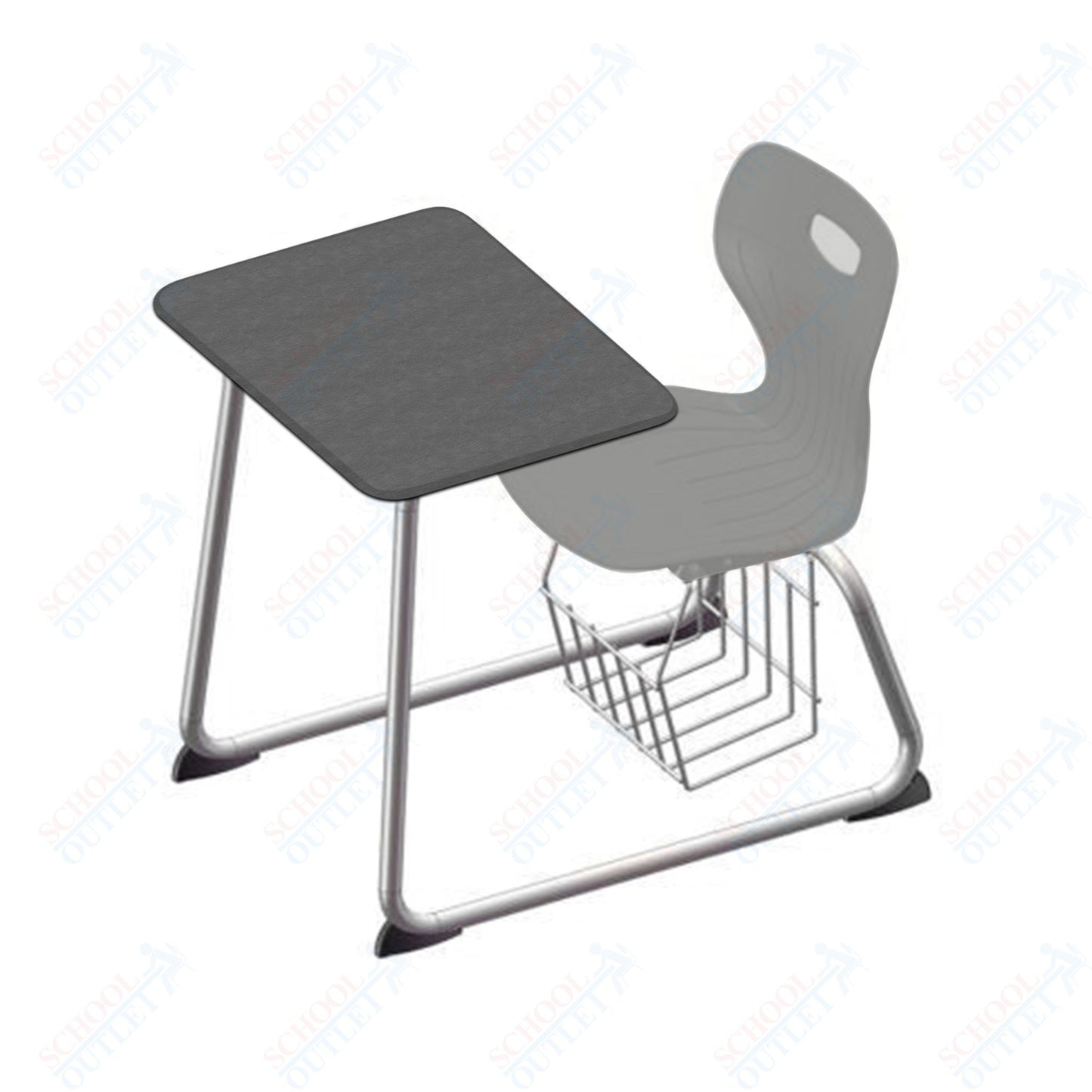 USA Capitol Euroflex 16" Seat Height Sled Combo Desks with Book Basket Hard Palstic Top (USC-3016HP)