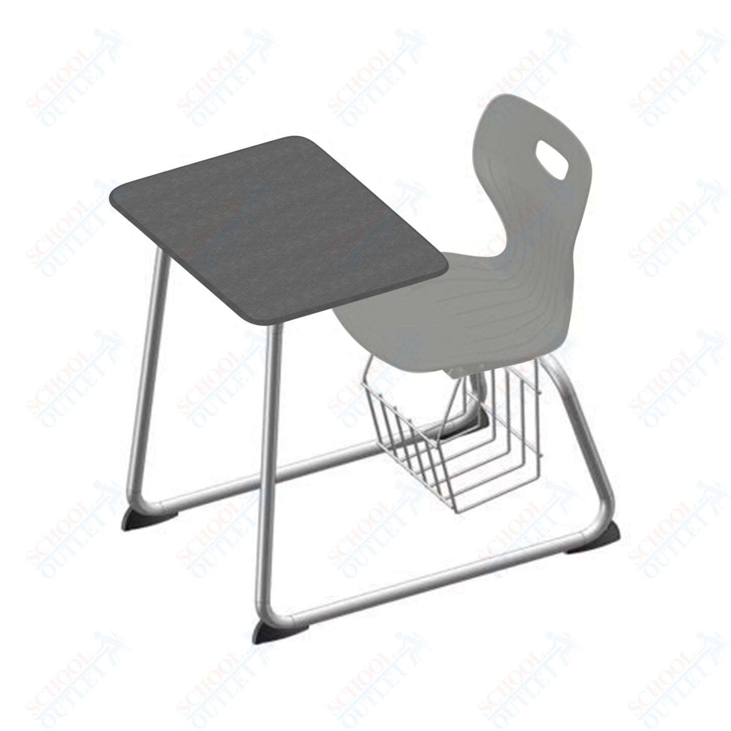 USA Capitol Euroflex 16" Seat Height Sled Combo Desks with Book Basket Hard Palstic Top (USC-3016HP)