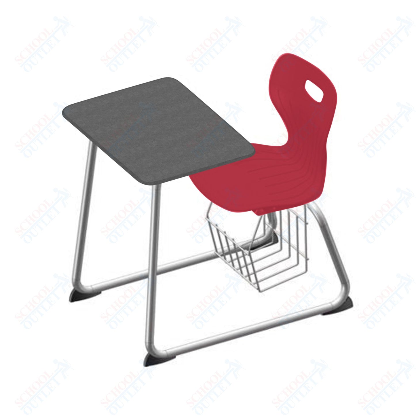 USA Capitol Euroflex 16" Seat Height Sled Combo Desks with Book Basket Hard Palstic Top (USC-3016HP)