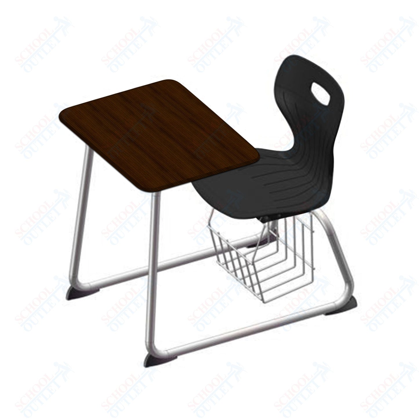 USA Capitol Euroflex 16" Seat Height Sled Combo Desks with Book Basket Hard Palstic Top (USC-3016HP)