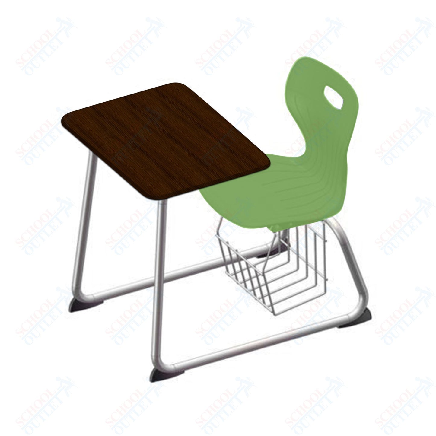 USA Capitol Euroflex 16" Seat Height Sled Combo Desks with Book Basket Hard Palstic Top (USC-3016HP)