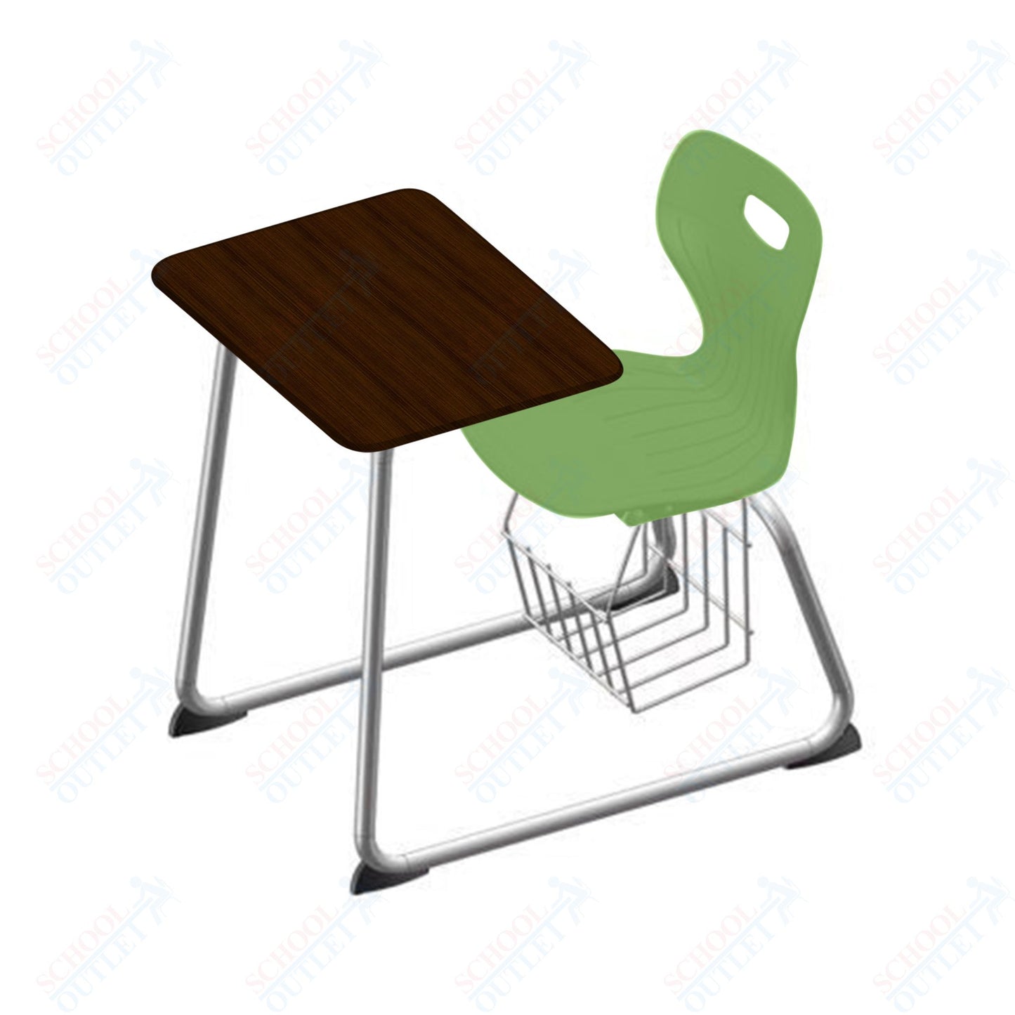 USA Capitol Euroflex 16" Seat Height Sled Combo Desks with Book Basket Hard Palstic Top (USC-3016HP)