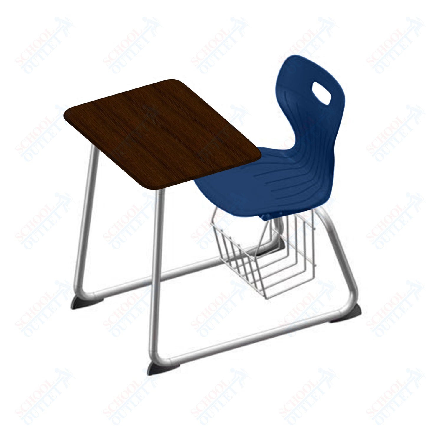 USA Capitol Euroflex 16" Seat Height Sled Combo Desks with Book Basket Hard Palstic Top (USC-3016HP)