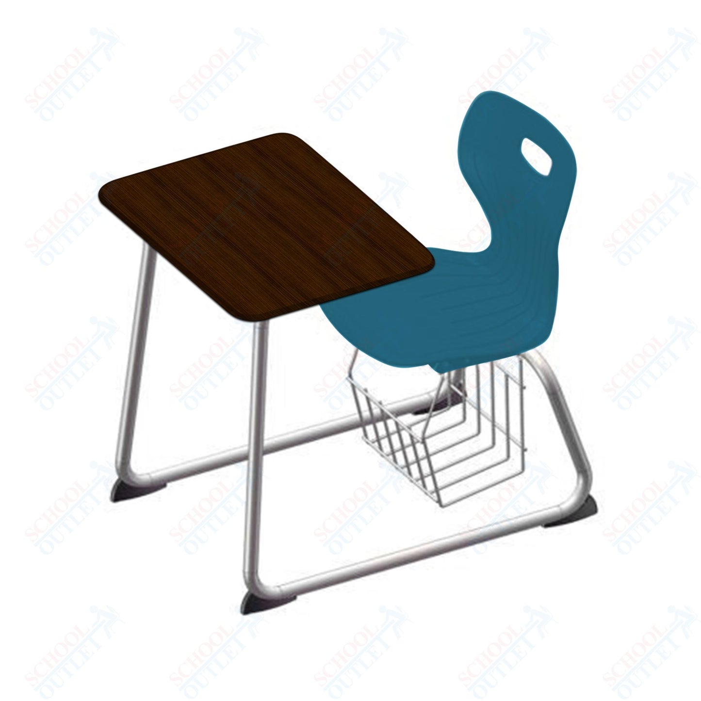 USA Capitol Euroflex 16" Seat Height Sled Combo Desks with Book Basket Hard Palstic Top (USC-3016HP)