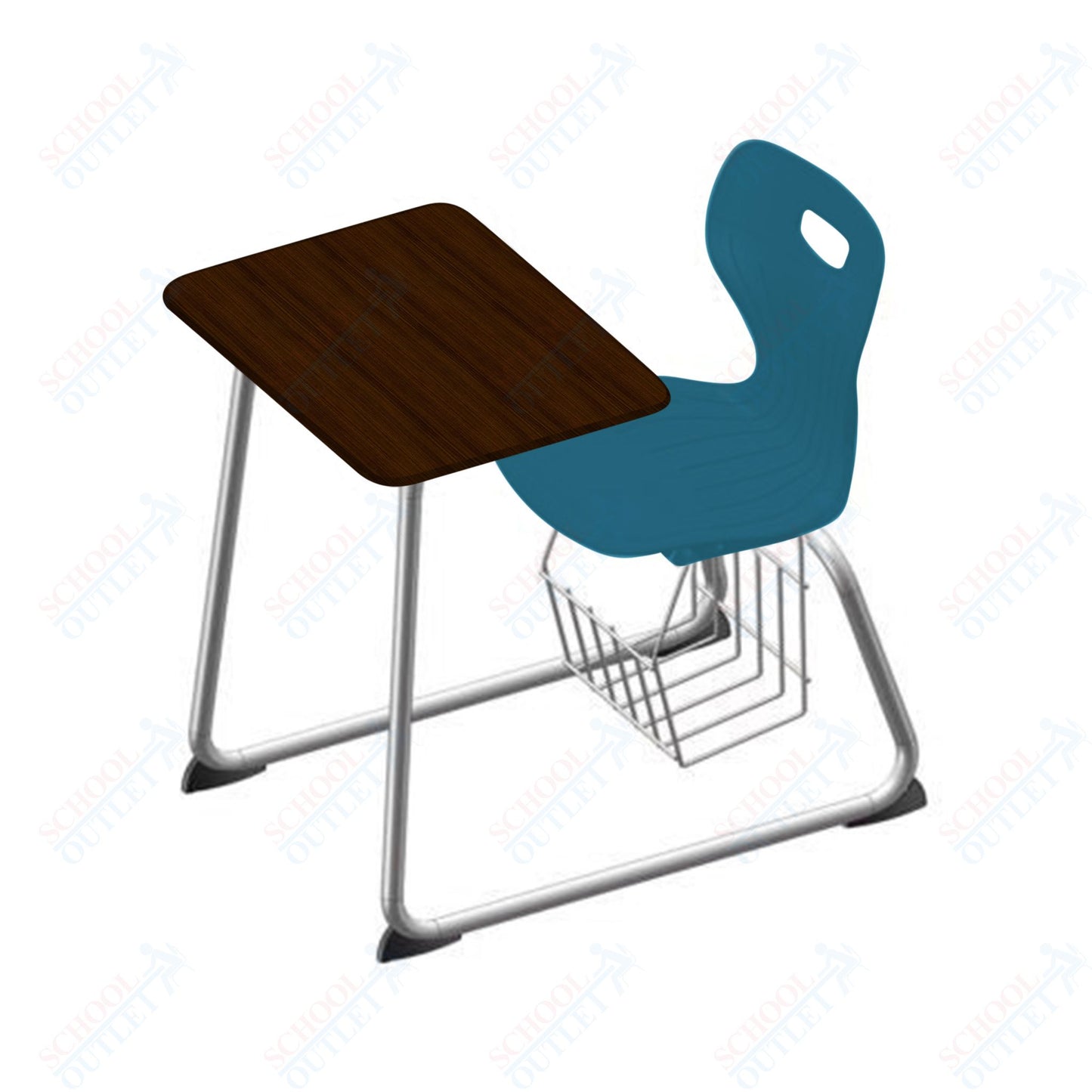 USA Capitol Euroflex 16" Seat Height Sled Combo Desks with Book Basket Hard Palstic Top (USC-3016HP)