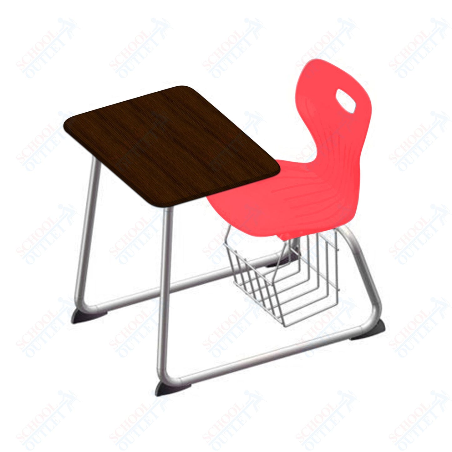 USA Capitol Euroflex 16" Seat Height Sled Combo Desks with Book Basket Hard Palstic Top (USC-3016HP)