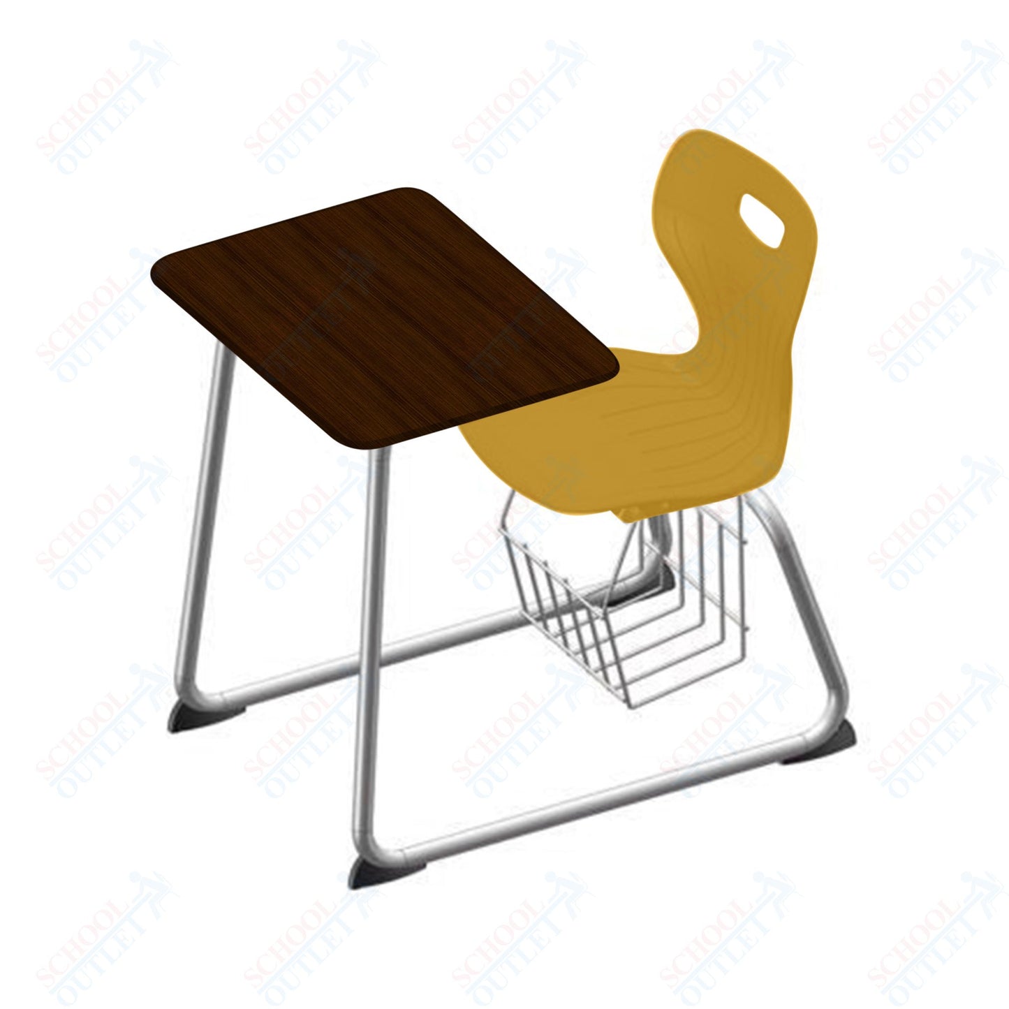 USA Capitol Euroflex 16" Seat Height Sled Combo Desks with Book Basket Hard Palstic Top (USC-3016HP)