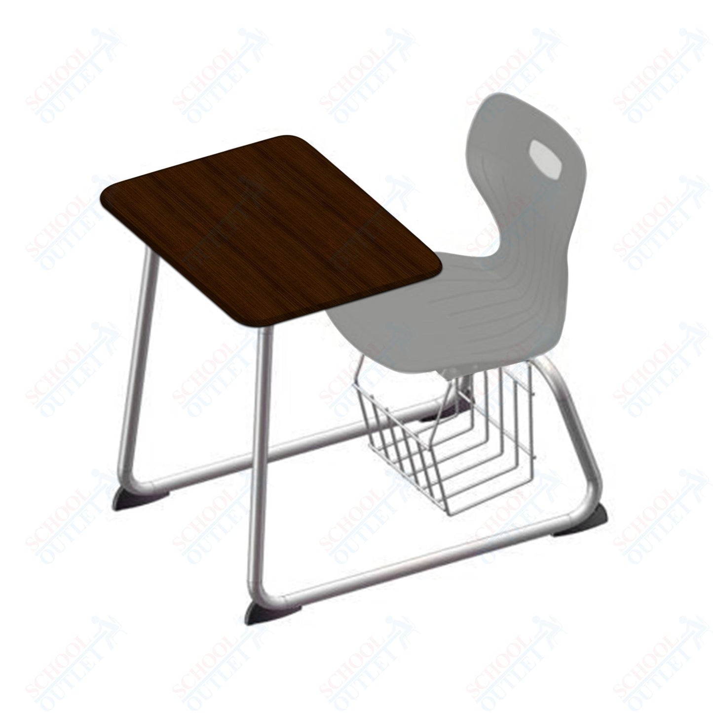 USA Capitol Euroflex 16" Seat Height Sled Combo Desks with Book Basket Hard Palstic Top (USC-3016HP)