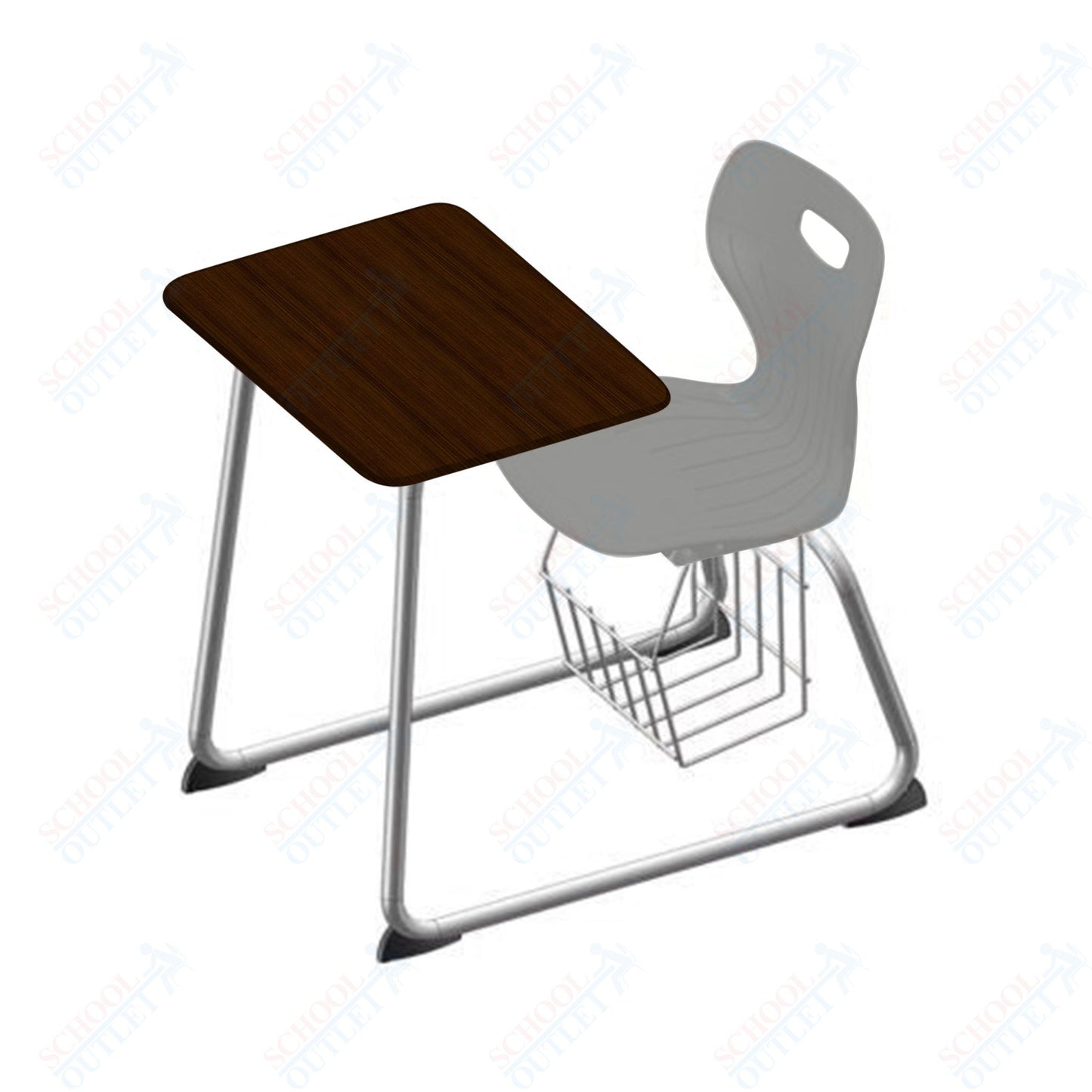 USA Capitol Euroflex 16" Seat Height Sled Combo Desks with Book Basket Hard Palstic Top (USC-3016HP)