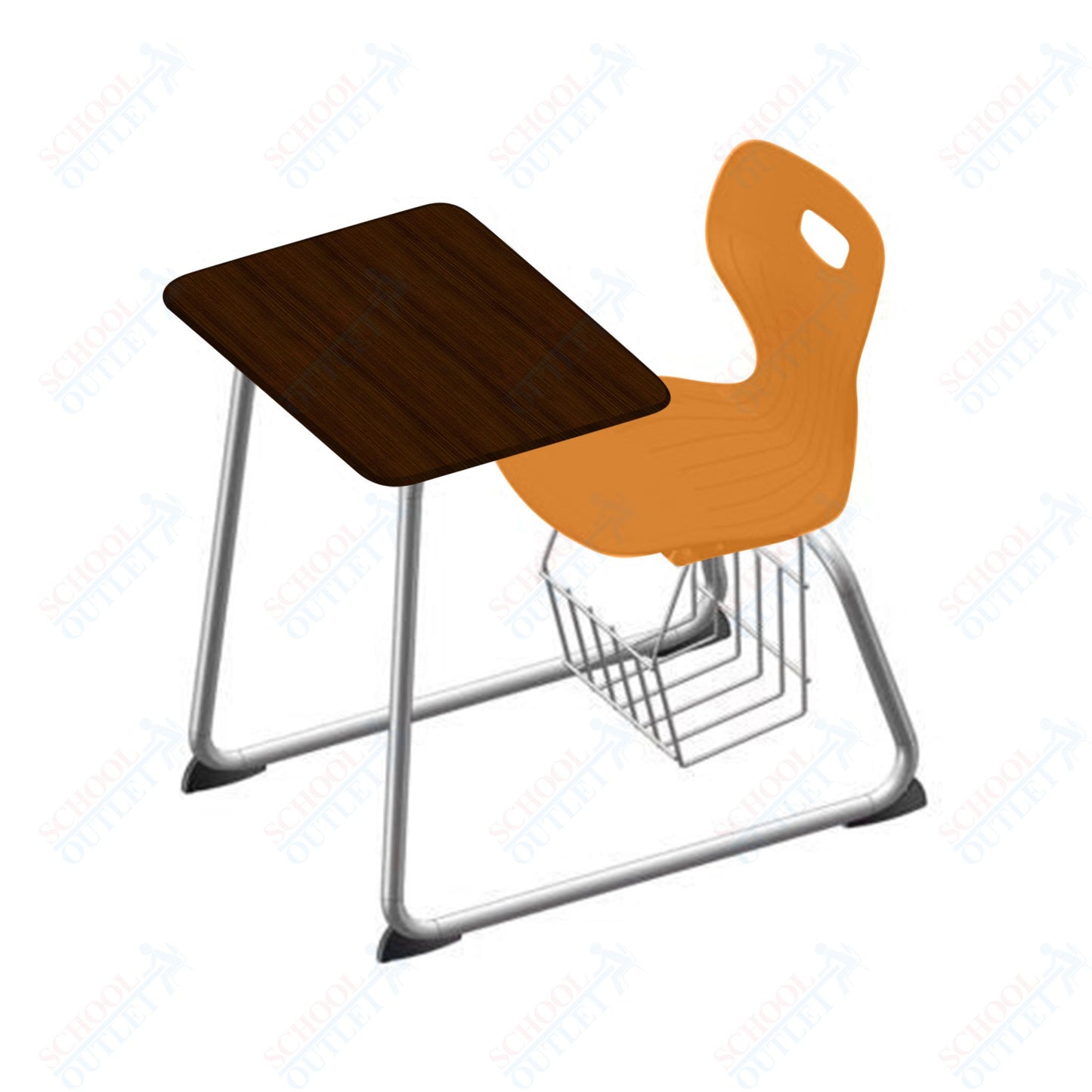 USA Capitol Euroflex 16" Seat Height Sled Combo Desks with Book Basket Hard Palstic Top (USC-3016HP)