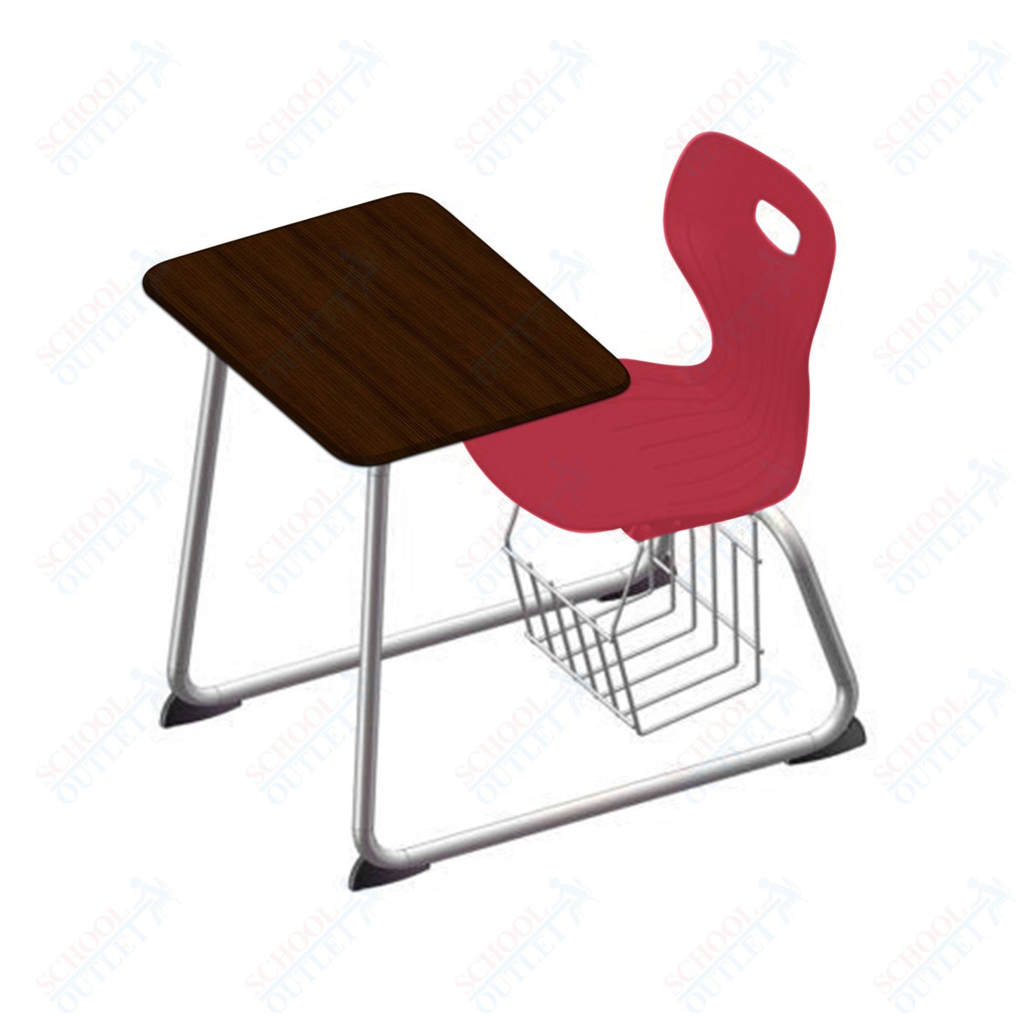 USA Capitol Euroflex 16" Seat Height Sled Combo Desks with Book Basket Hard Palstic Top (USC-3016HP)