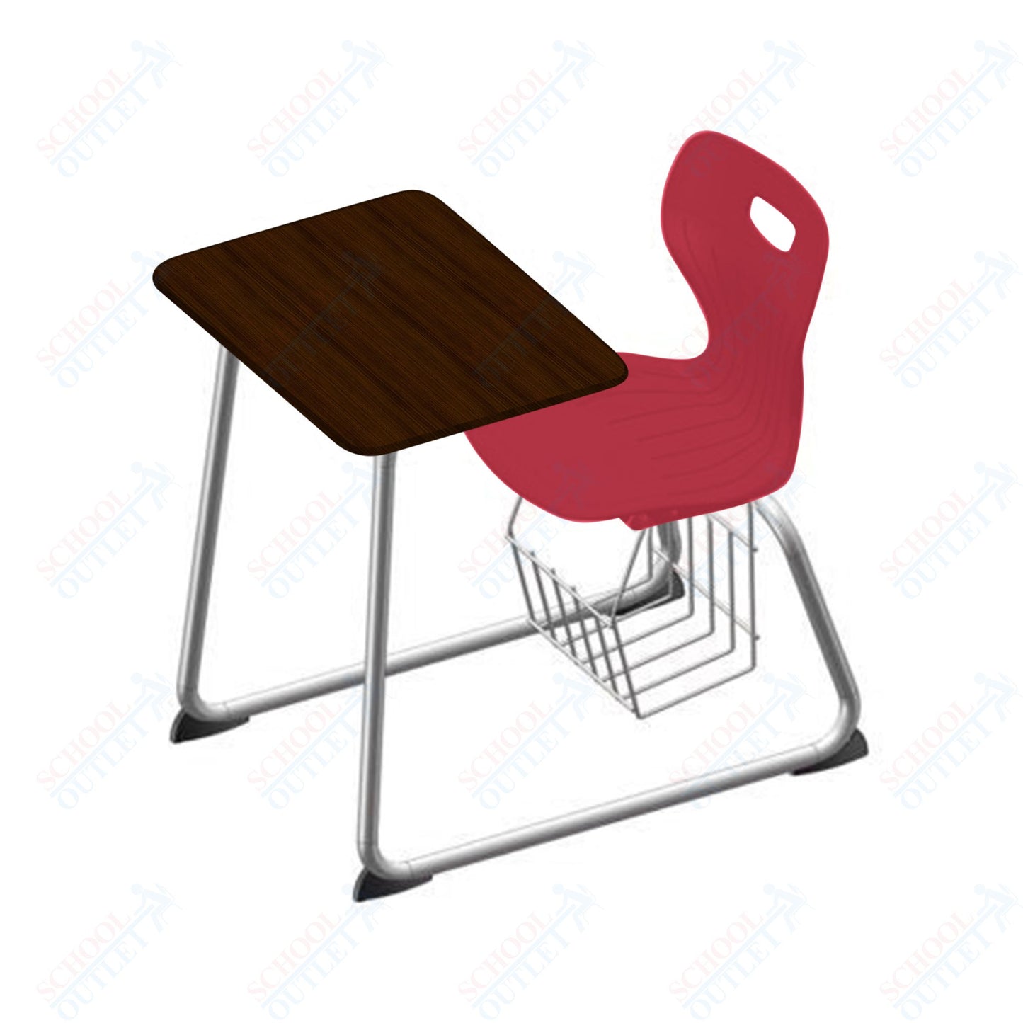 USA Capitol Euroflex 16" Seat Height Sled Combo Desks with Book Basket Hard Palstic Top (USC-3016HP)