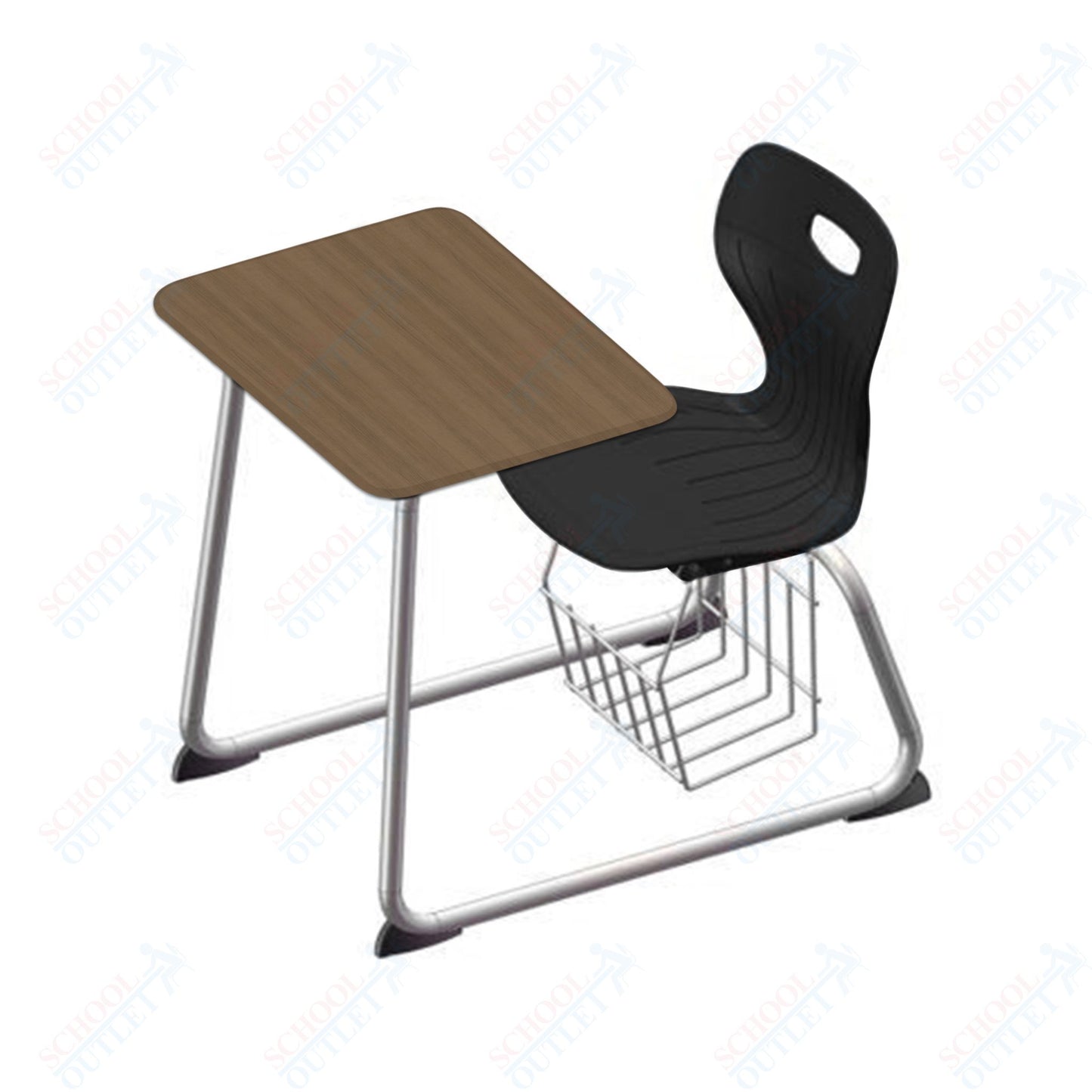 USA Capitol Euroflex 16" Seat Height Sled Combo Desks with Book Basket and HPL Top (USC-3016HPCL)