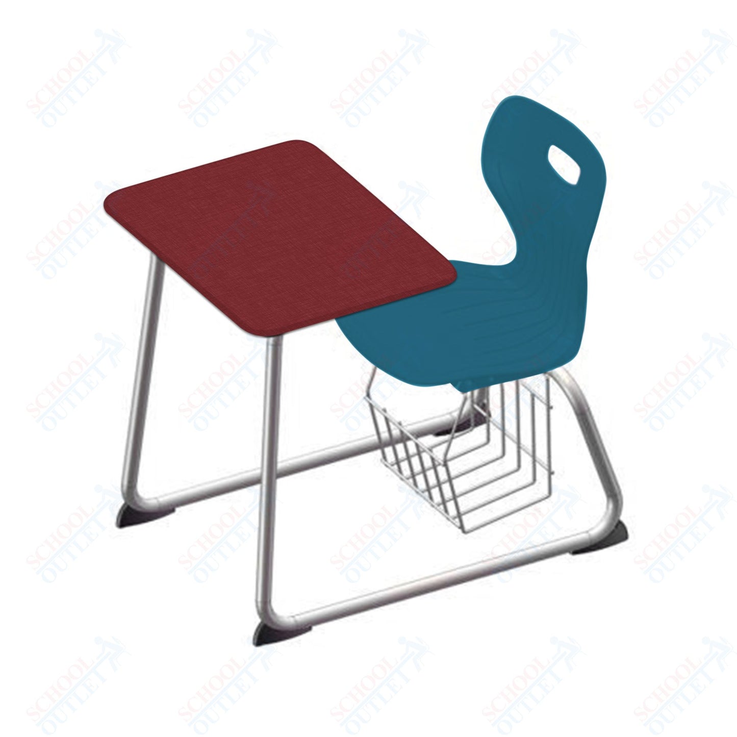 USA Capitol Euroflex 16" Seat Height Sled Combo Desks with Book Basket and HPL Top (USC-3016HPCL)
