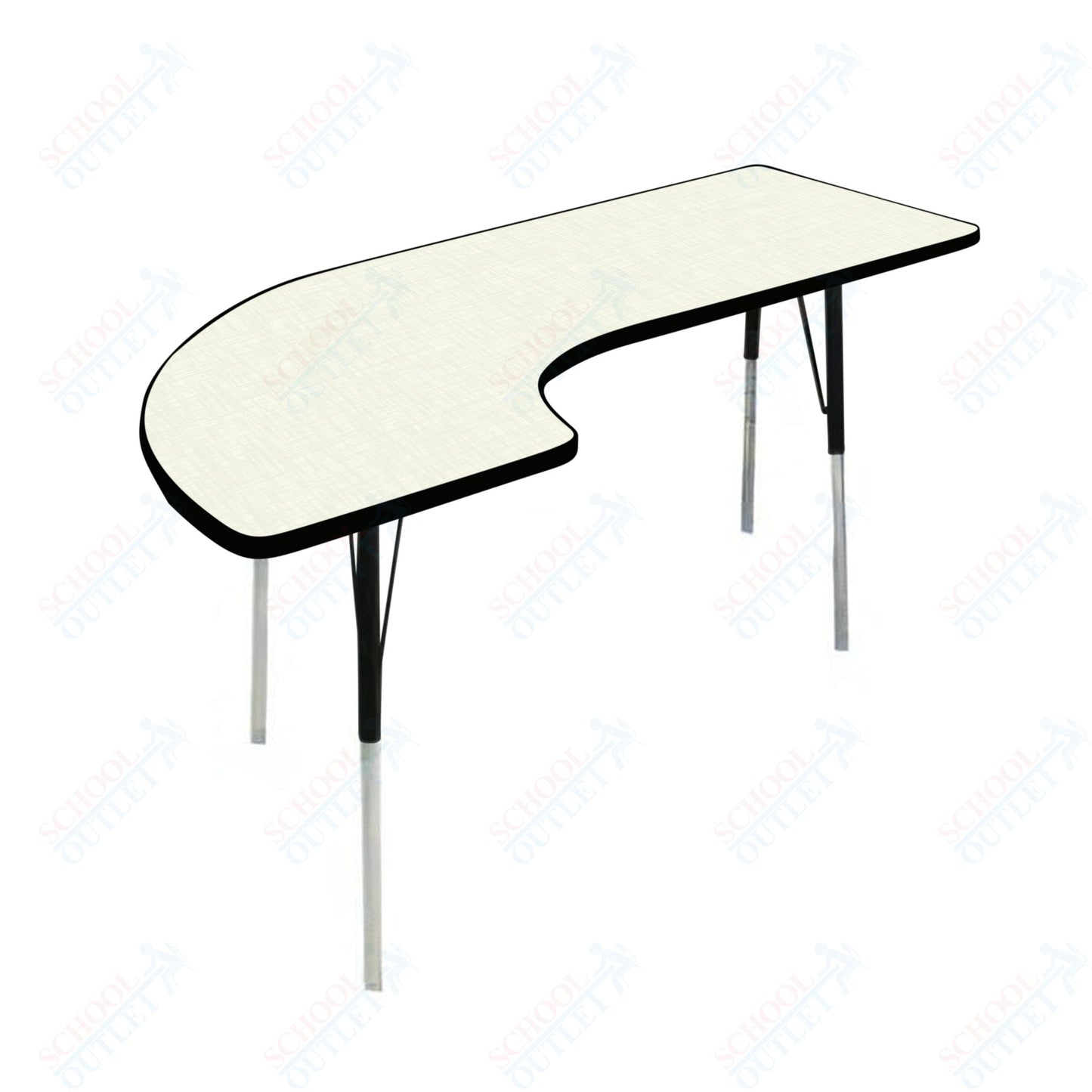 USA Capitol 36" x 72" Half Horseshoe Right Side Activity Table Adjustable Height 23"-31" (3672HHSSE)
