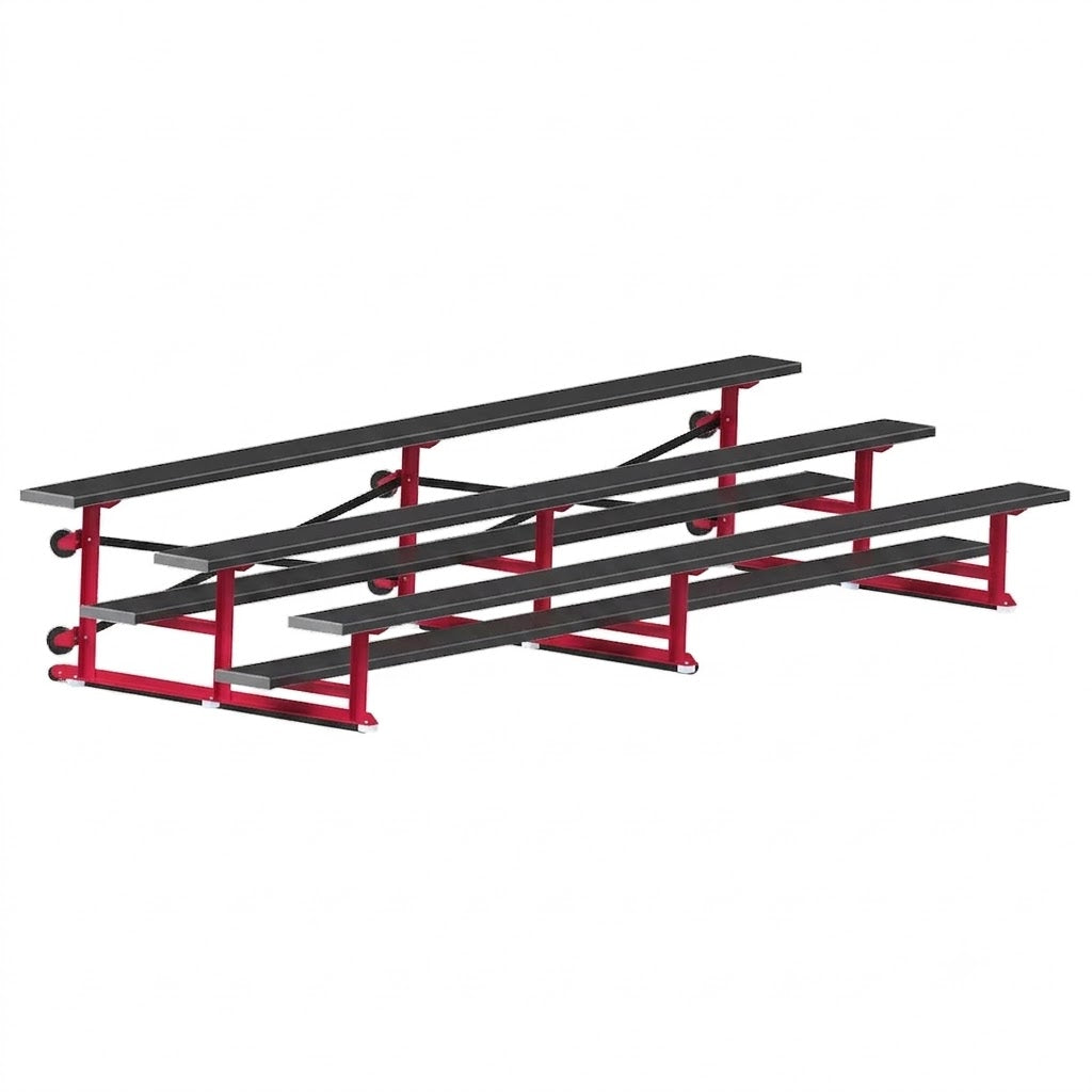 Jaypro Sports Bleacher - 3 Row - Tip & Roll, Single Foot Plank, Powder Coated - 15' L (BLCH-3TRGPC)