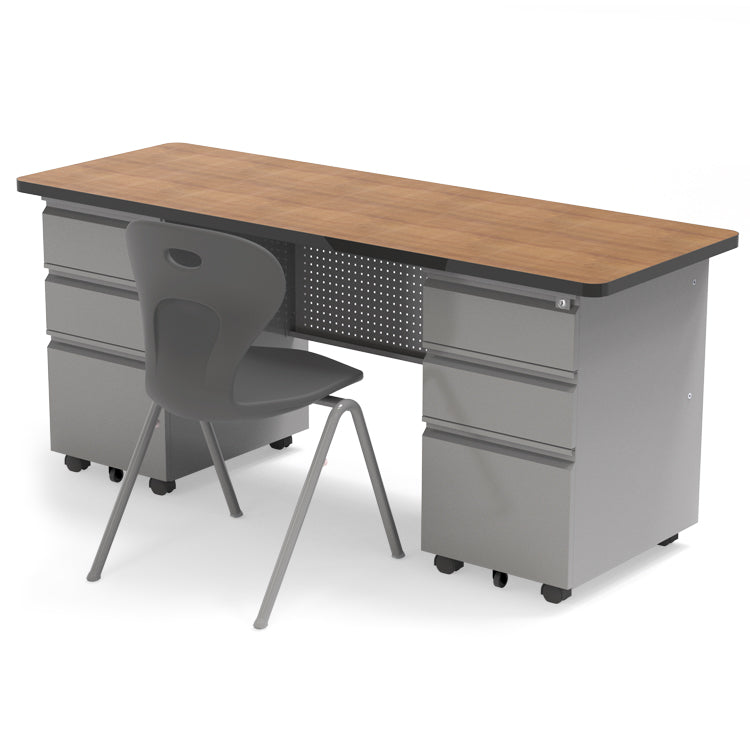 Allied Mobile Double Pedestal Teacher & Administrator Desk with Lockable Storage - 67"W x 24"D x 30"H (ALD-MTDP2467)