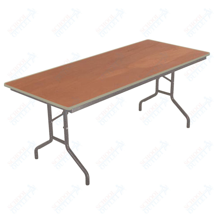 AmTab Folding Table - Plywood Stained and Sealed - Vinyl T - Molding Edge - 24"W x 96"L x 29"H (AmTab AMT - 248PM) - SchoolOutlet