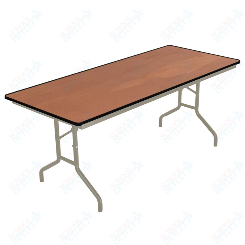 AmTab Folding Table - Plywood Stained and Sealed - Vinyl T - Molding Edge - 24"W x 96"L x 29"H (AmTab AMT - 248PM) - SchoolOutlet