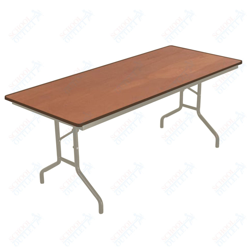 AmTab Folding Table - Plywood Stained and Sealed - Vinyl T - Molding Edge - 24"W x 96"L x 29"H (AmTab AMT - 248PM) - SchoolOutlet