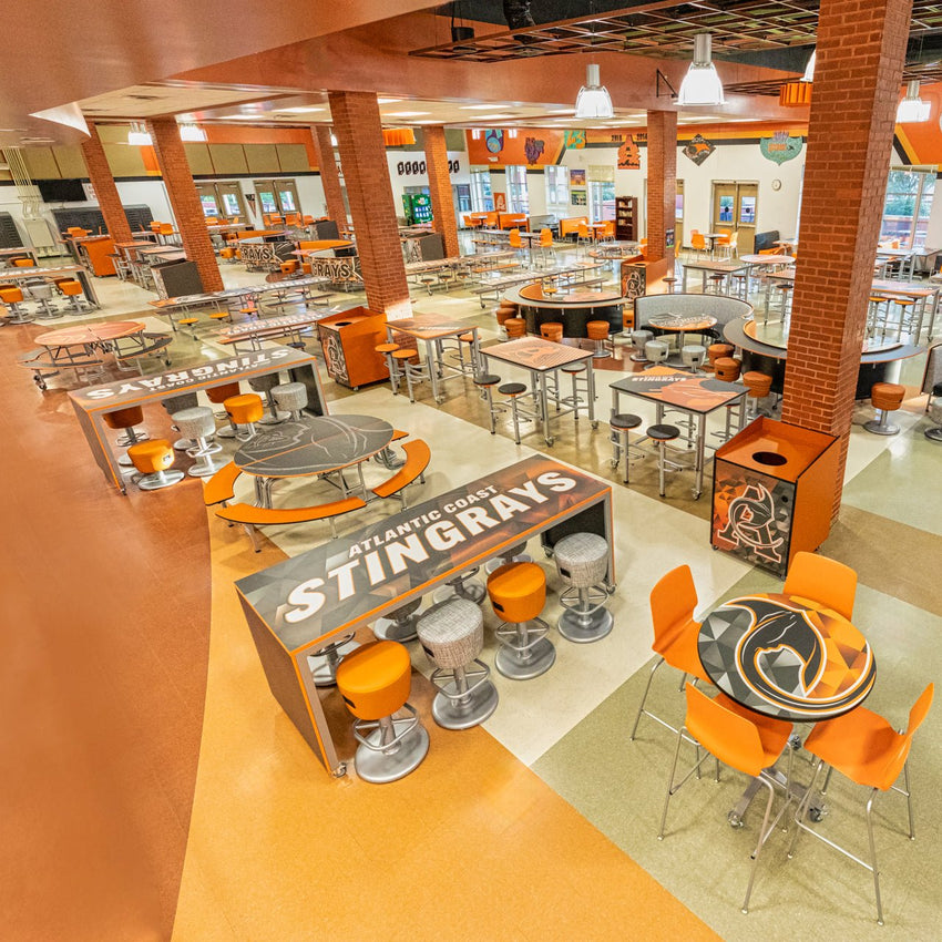 AmTab Caf Stool - Soft Seating - 14" Diameter x 18"H (AMT - CafeStool - 1) - SchoolOutlet