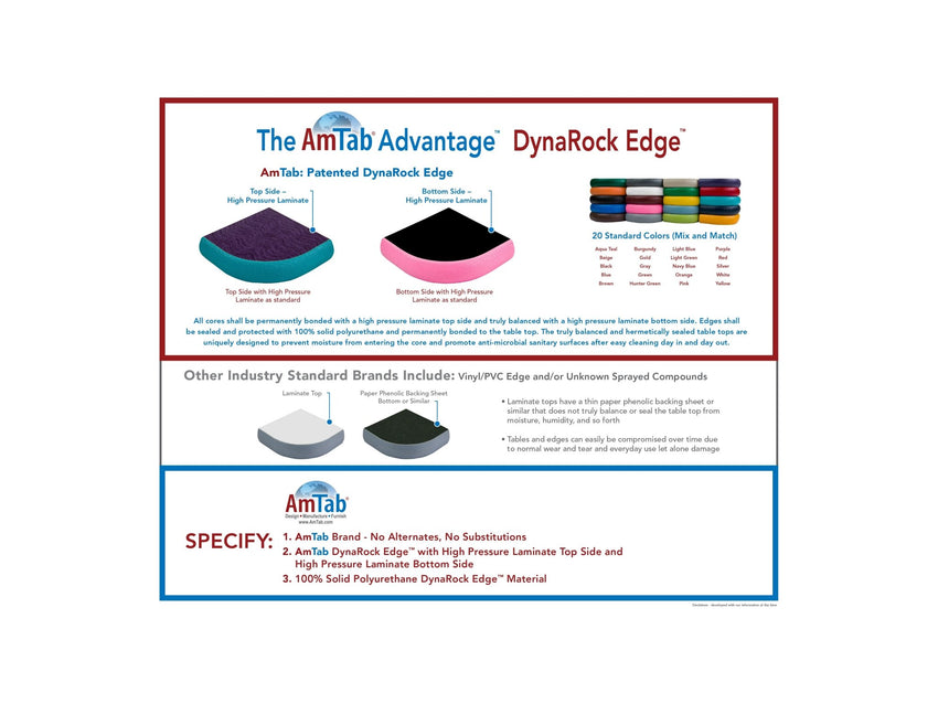 AmTab Computer and Technology Table - All Welded - Flip Top - Wire Management - 24"W x 60"L (AmTab AMT - CTF245) - SchoolOutlet