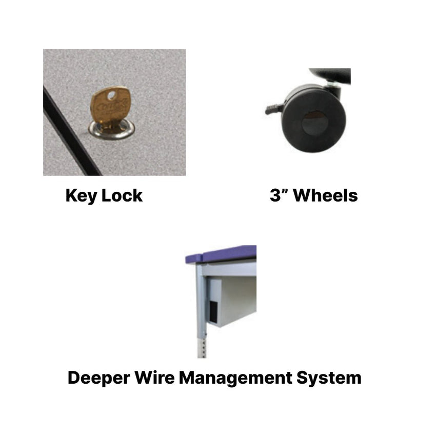 AmTab Computer and Technology Table - All Welded - Flip Top - Wire Management - 24"W x 96"L (AmTab AMT - CTF248) - SchoolOutlet