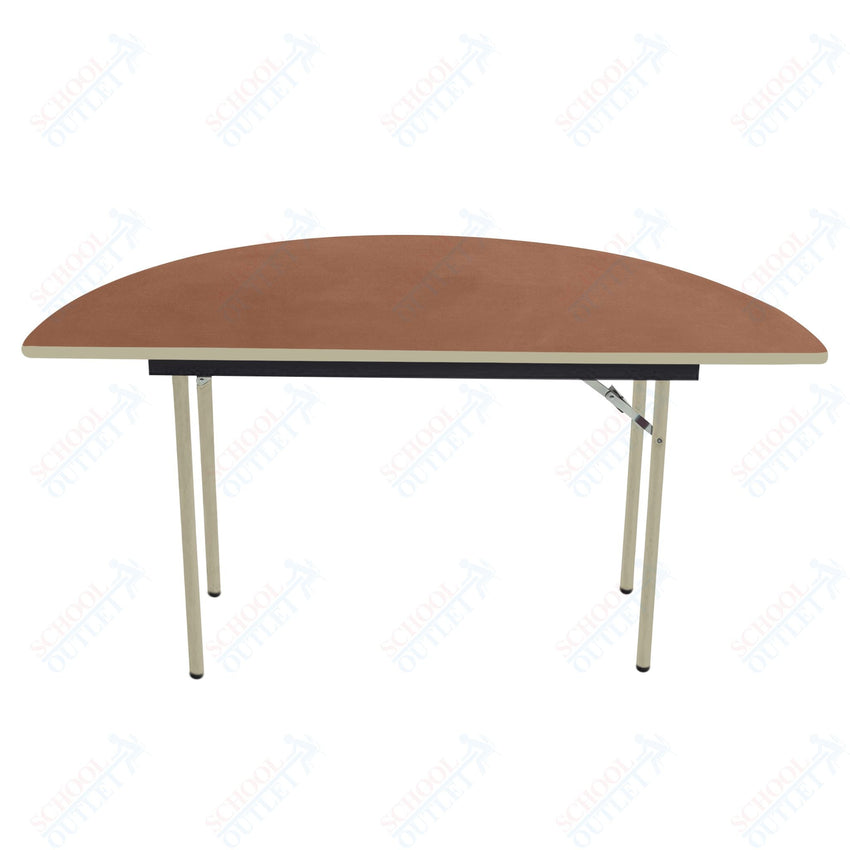 AmTab Folding Table - Plywood Stained and Sealed - Vinyl T - Molding Edge - Half Round - Half 48" Diameter x 29"H (AmTab AMT - HR48PM) - SchoolOutlet