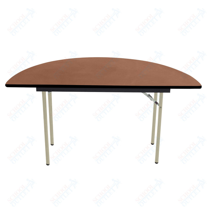 AmTab Folding Table - Plywood Stained and Sealed - Vinyl T - Molding Edge - Half Round - Half 48" Diameter x 29"H (AmTab AMT - HR48PM) - SchoolOutlet