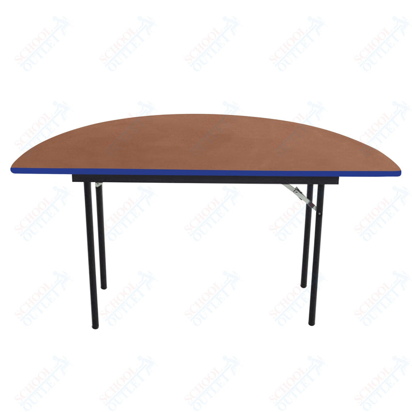 AmTab Folding Table - Plywood Stained and Sealed - Vinyl T - Molding Edge - Half Round - Half 48" Diameter x 29"H (AmTab AMT - HR48PM) - SchoolOutlet