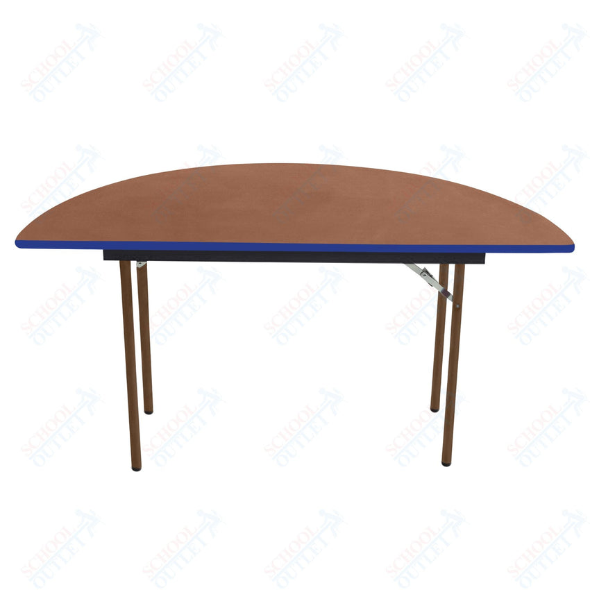 AmTab Folding Table - Plywood Stained and Sealed - Vinyl T - Molding Edge - Half Round - Half 48" Diameter x 29"H (AmTab AMT - HR48PM) - SchoolOutlet