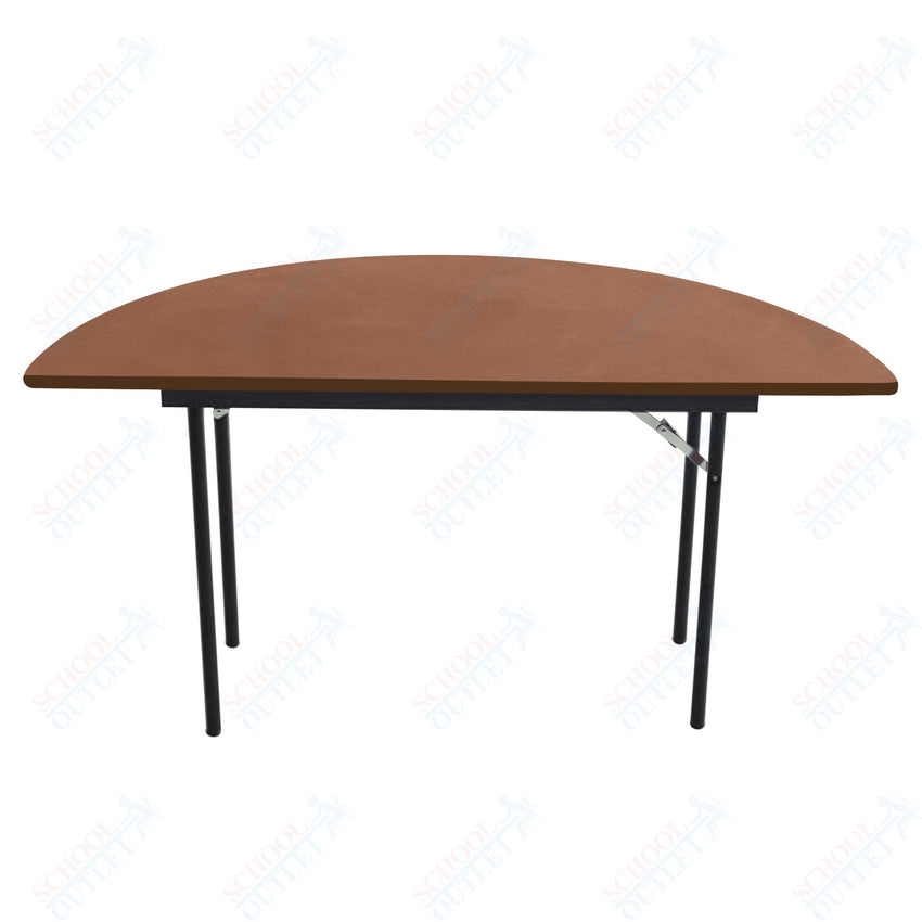 AmTab Folding Table - Plywood Stained and Sealed - Vinyl T - Molding Edge - Half Round - Half 48" Diameter x 29"H (AmTab AMT - HR48PM) - SchoolOutlet