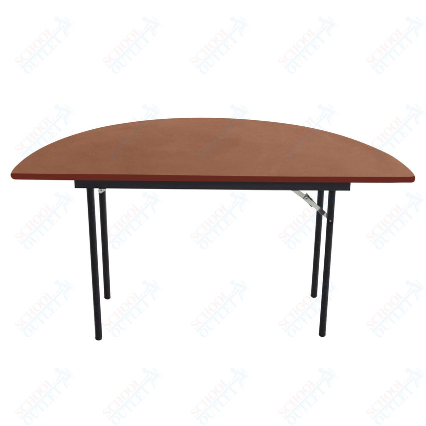 AmTab Folding Table - Plywood Stained and Sealed - Vinyl T - Molding Edge - Half Round - Half 48" Diameter x 29"H (AmTab AMT - HR48PM) - SchoolOutlet