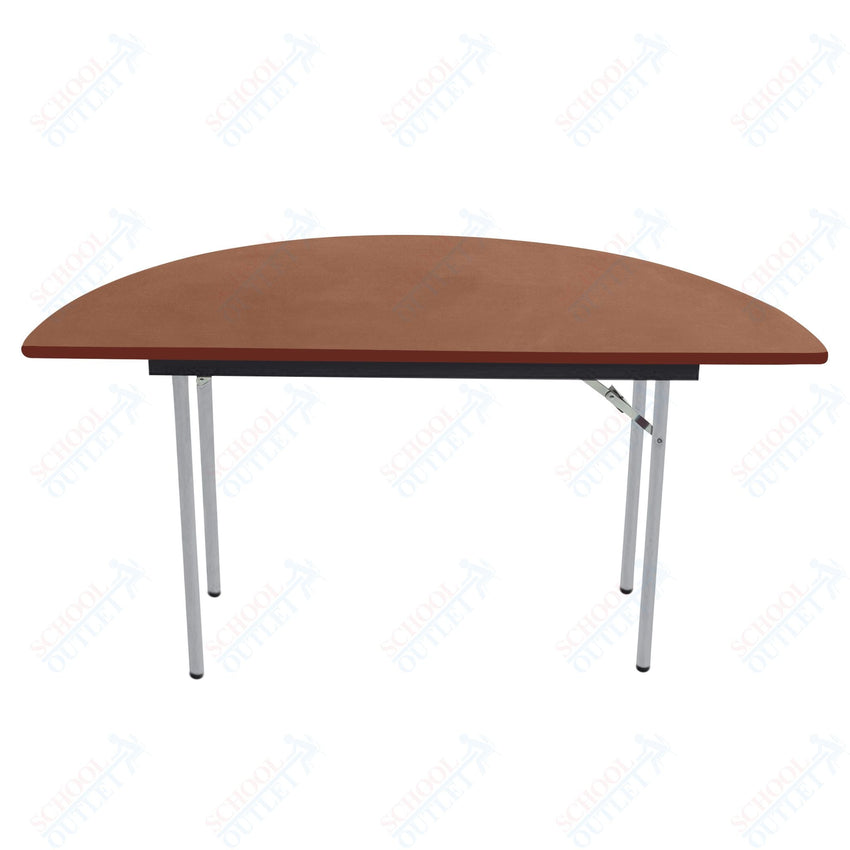 AmTab Folding Table - Plywood Stained and Sealed - Vinyl T - Molding Edge - Half Round - Half 48" Diameter x 29"H (AmTab AMT - HR48PM) - SchoolOutlet