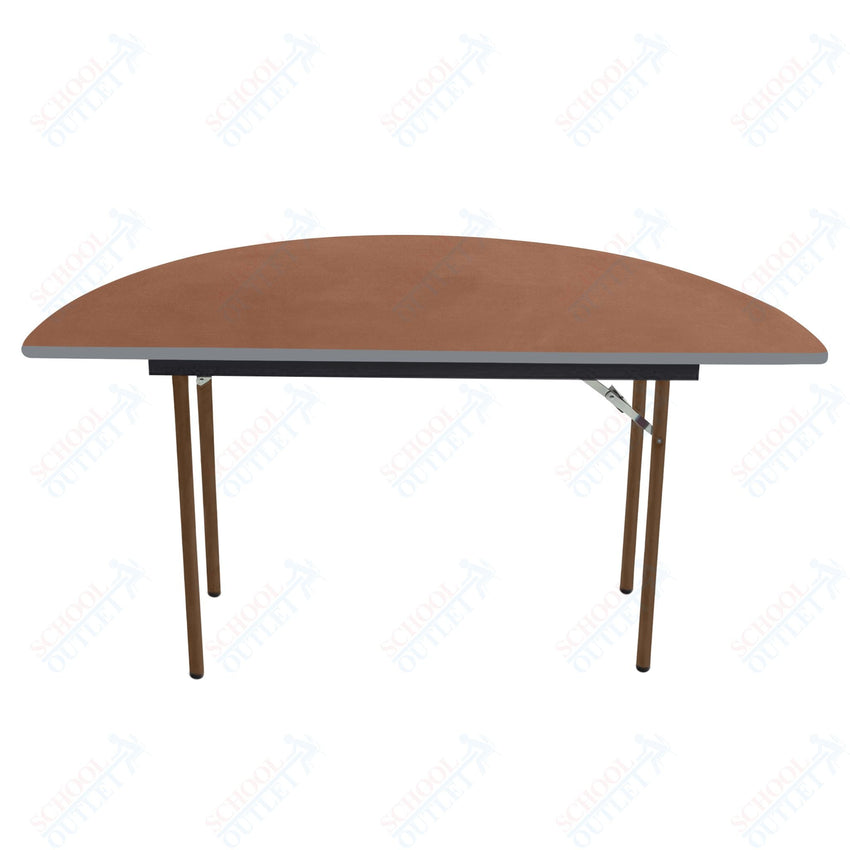 AmTab Folding Table - Plywood Stained and Sealed - Vinyl T - Molding Edge - Half Round - Half 48" Diameter x 29"H (AmTab AMT - HR48PM) - SchoolOutlet