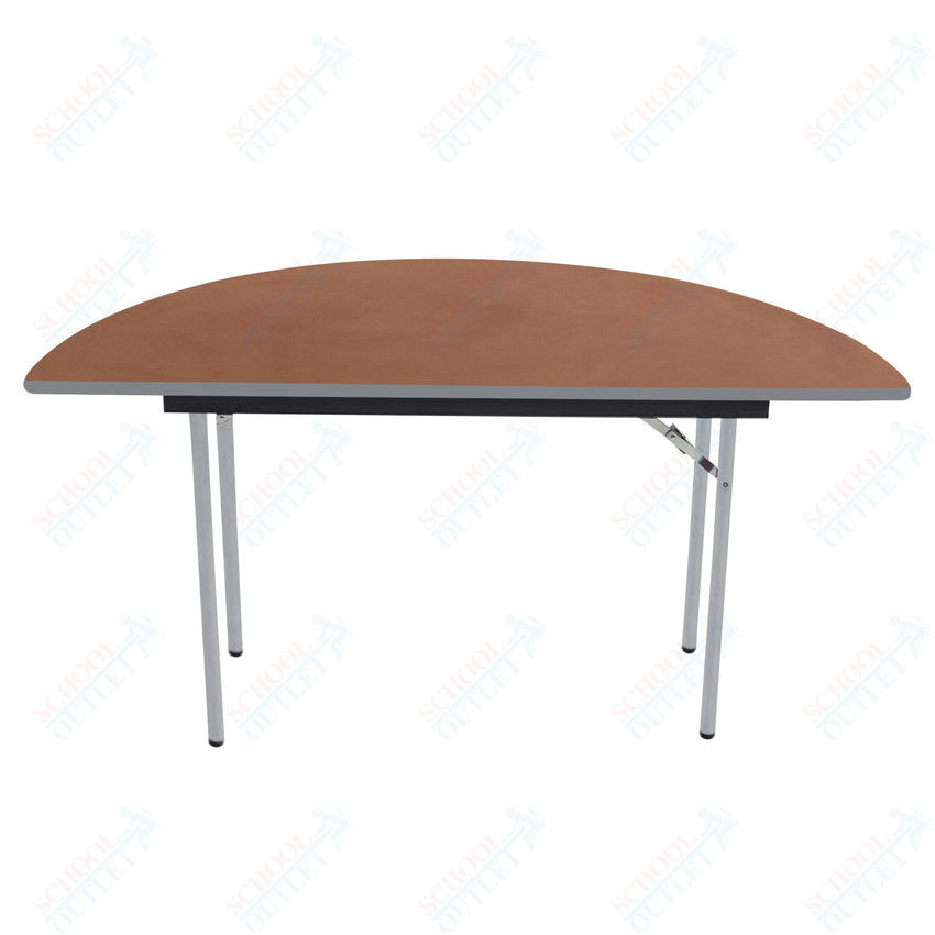 AmTab Folding Table - Plywood Stained and Sealed - Vinyl T - Molding Edge - Half Round - Half 48" Diameter x 29"H (AmTab AMT - HR48PM) - SchoolOutlet