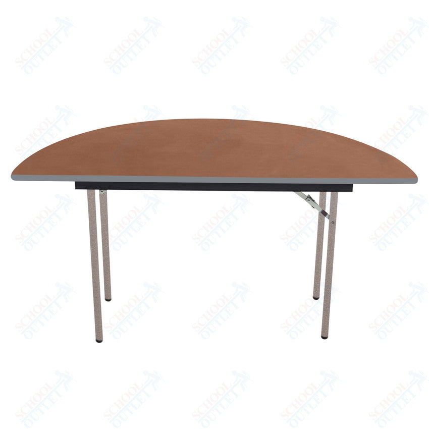 AmTab Folding Table - Plywood Stained and Sealed - Vinyl T - Molding Edge - Half Round - Half 48" Diameter x 29"H (AmTab AMT - HR48PM) - SchoolOutlet