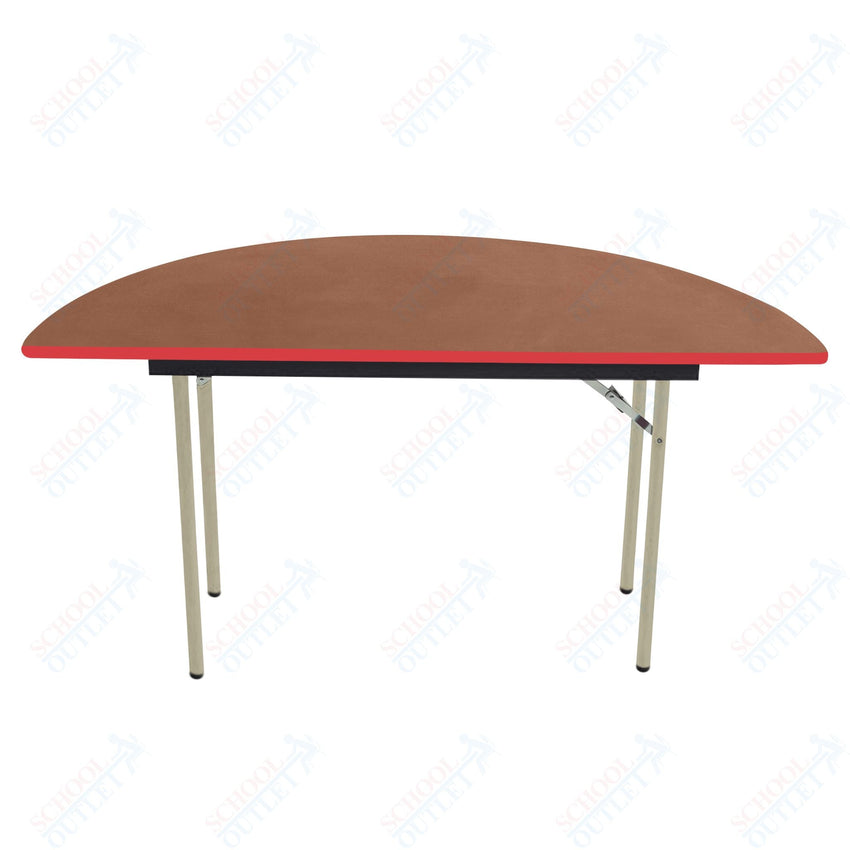 AmTab Folding Table - Plywood Stained and Sealed - Vinyl T - Molding Edge - Half Round - Half 48" Diameter x 29"H (AmTab AMT - HR48PM) - SchoolOutlet