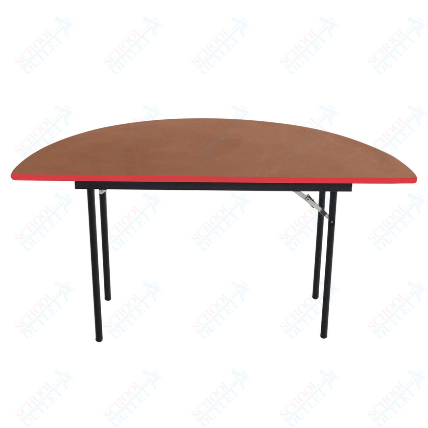 AmTab Folding Table - Plywood Stained and Sealed - Vinyl T - Molding Edge - Half Round - Half 48" Diameter x 29"H (AmTab AMT - HR48PM) - SchoolOutlet