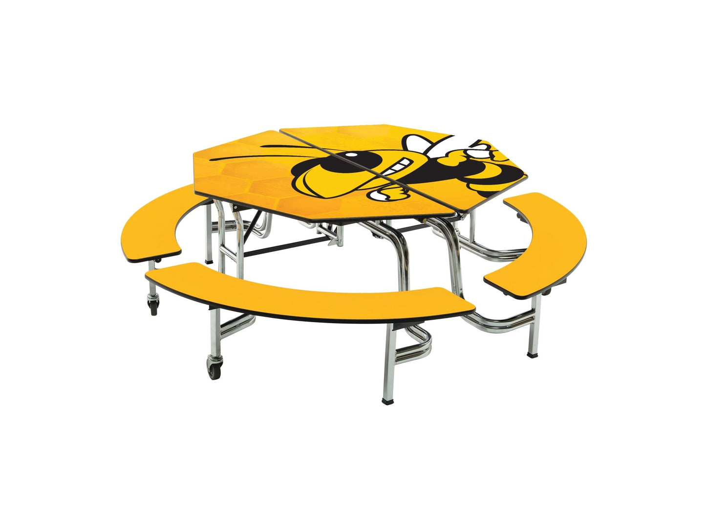 AmTab Mobile Bench Table - Octagon - 60" Octagonal Diameter - 4 Benches (AmTab AMT - MBOC604) - SchoolOutlet