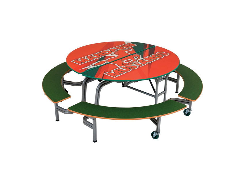 AmTab Round Mobile Bench Cafeteria Table - 60" Diameter (AmTab AMT - MBR604) - SchoolOutlet