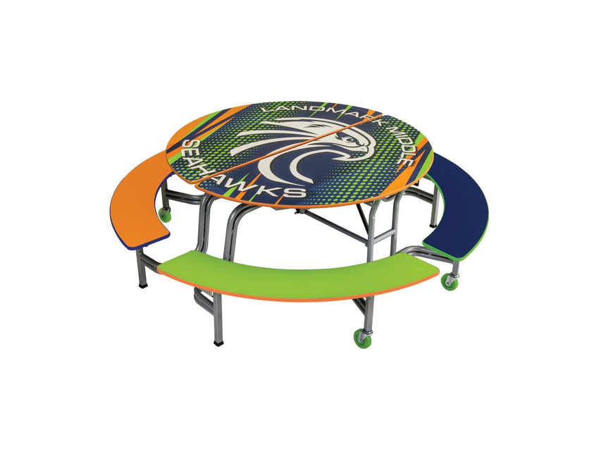 AmTab Round Mobile Bench Cafeteria Table - 60" Diameter (AmTab AMT - MBR604) - SchoolOutlet