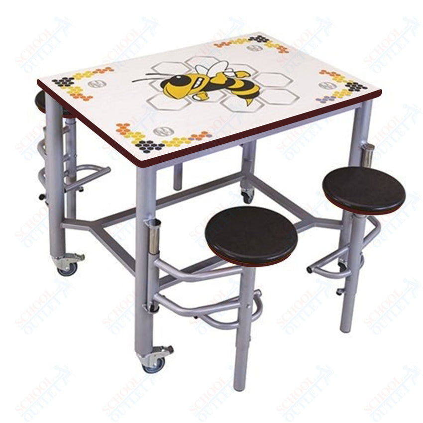AmTab Mobile Stool Table - Group Collaboration High Table - 36"W x 52"L x 42"H - 4 Stools (AMT - MGST3652 - 42) - SchoolOutlet