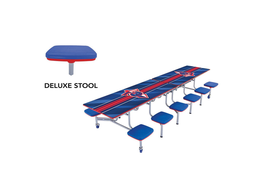 AmTab Mobile Stool Table - Rectangle - 30"W x 10'1"L - 12 Stools (AmTab AMT - MST1012) - SchoolOutlet