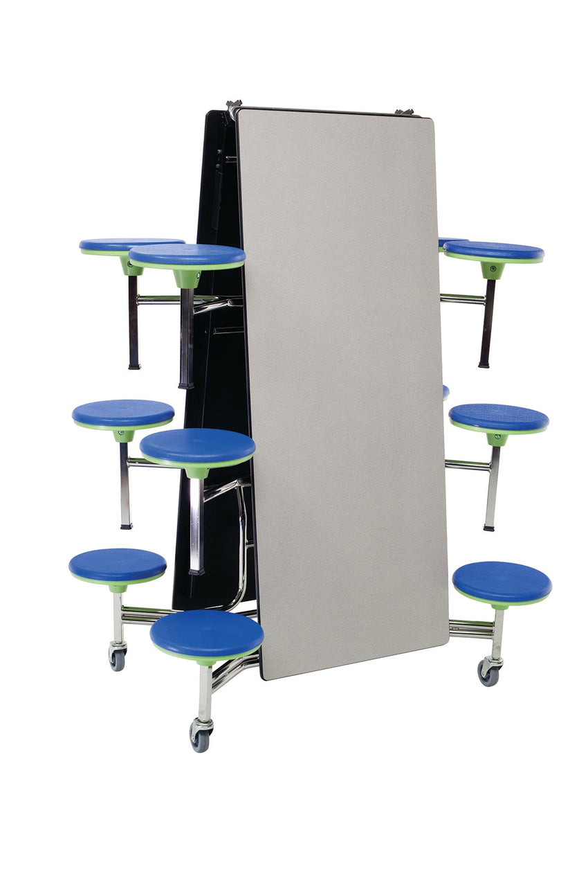 AmTab Mobile Stool Table - Rectangle - 30"W x 10'1"L - 12 Stools (AmTab AMT - MST1012) - SchoolOutlet