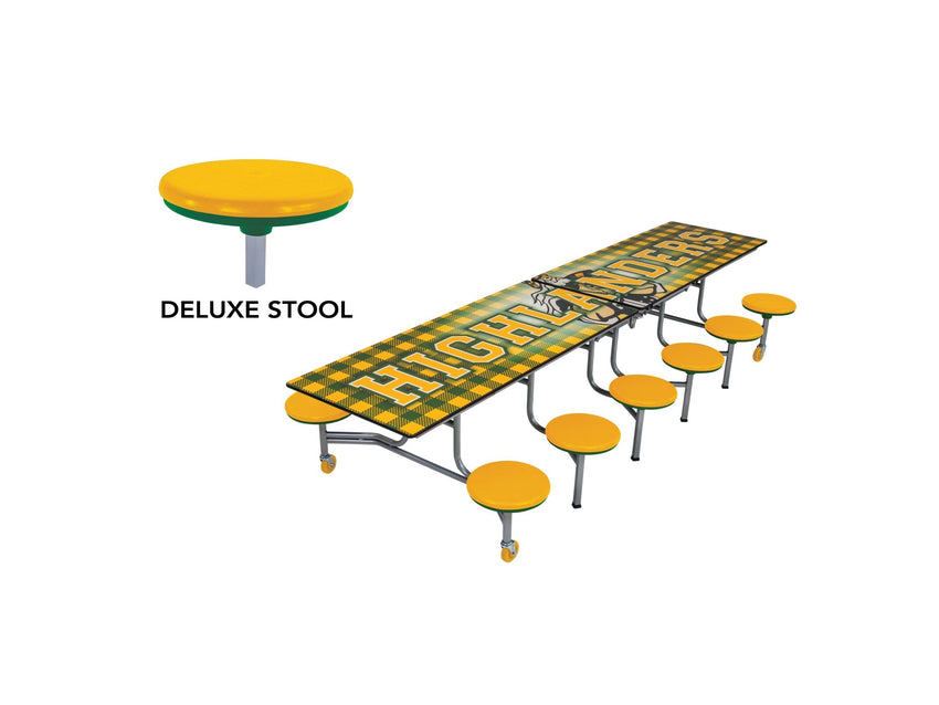 AmTab Mobile Stool Table - Rectangle - 30"W x 10'1"L - 12 Stools (AmTab AMT - MST1012) - SchoolOutlet