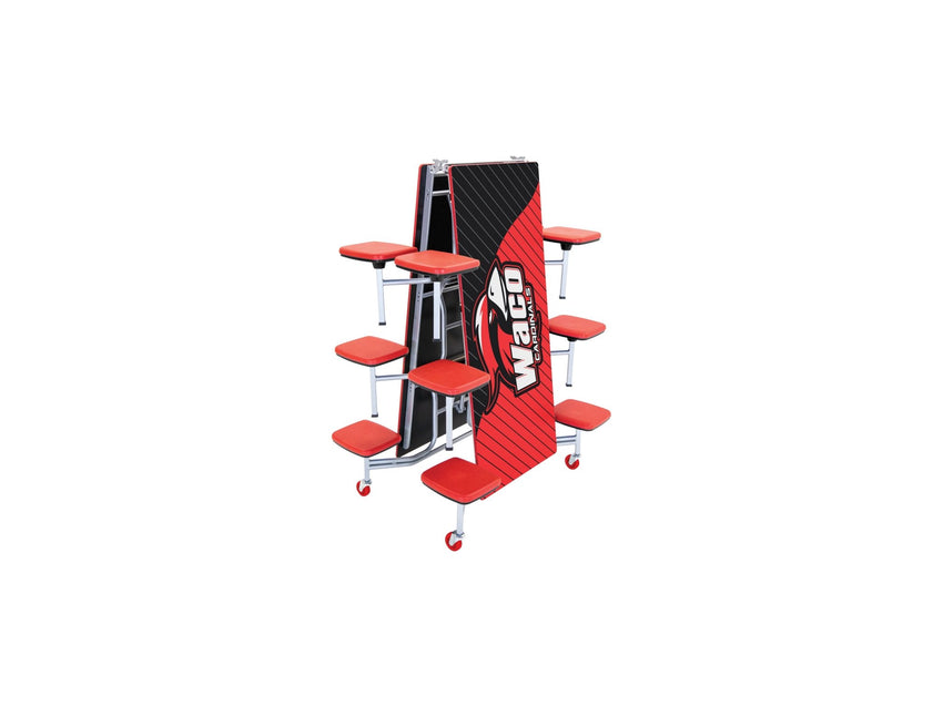 AmTab Mobile Stool Table - Rectangle - 30"W x 10'1"L - 12 Stools (AmTab AMT - MST1012) - SchoolOutlet