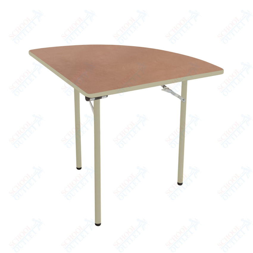 AmTab Folding Table - Plywood Stained and Sealed - Vinyl T - Molding Edge - Quarter Round - Quarter 96" Diameter x 29"H (AmTab AMT - QR96PM) - SchoolOutlet